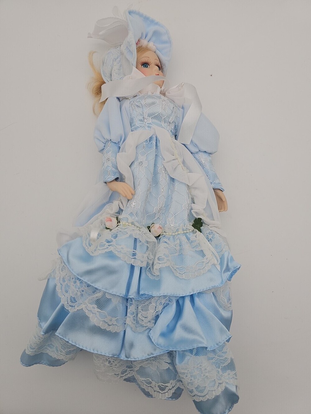 Vintage Victorian Porcelain Lady  Doll~Baby Blue & Lace~On